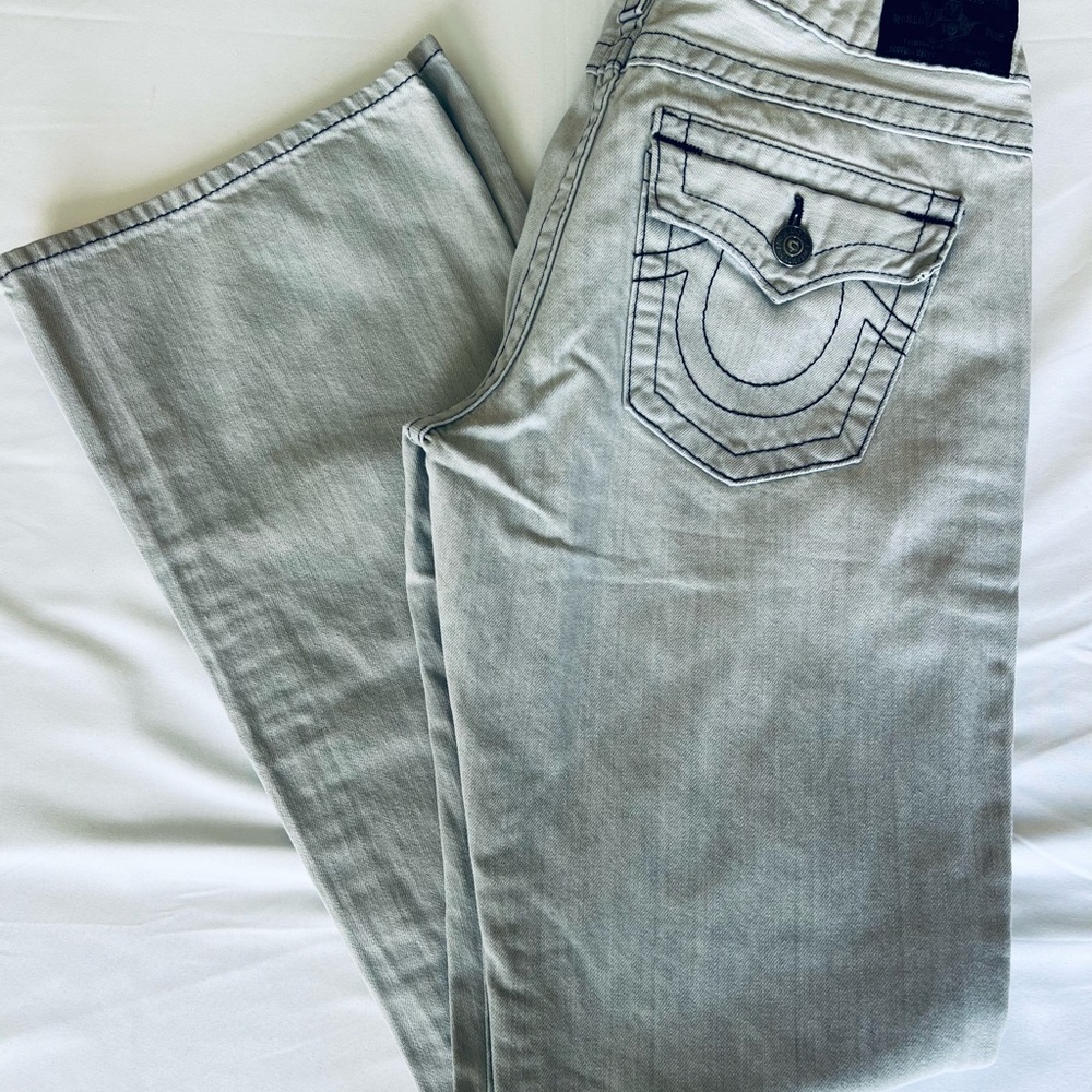 True Religion Light Gray Boot Cut Jeans
